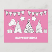 Cute Happy Birthday Kabouter Stempel Briefkaart (Voorkant)