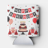 Cute Happy Birthday ladybug theme Blikjeskoeler (Achterkant)