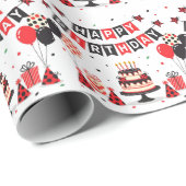 Cute Happy Birthday ladybug theme Cadeaupapier (Rol Hoek)