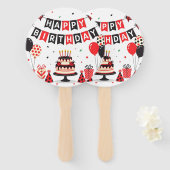 Cute Happy Birthday ladybug theme Handwaaier (Voorkant en achterkant)