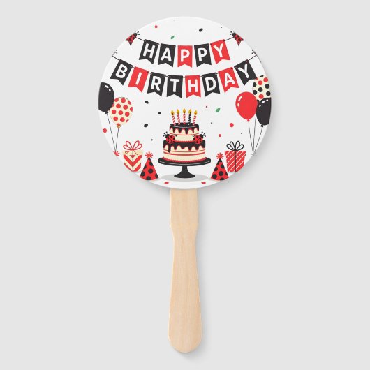 Cute Happy Birthday ladybug theme Handwaaier (Voorkant)