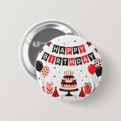 Cute Happy Birthday ladybug theme Ronde Button 5,7 Cm (Voorkant /achterkant)