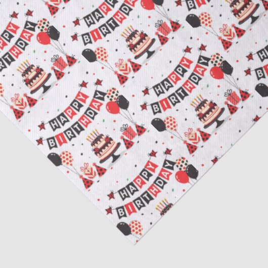Cute Happy Birthday ladybug theme Tissuepapier (Detail)