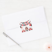 Cute Happy Birthday ladybug theme Vierkante Sticker (Envelop)