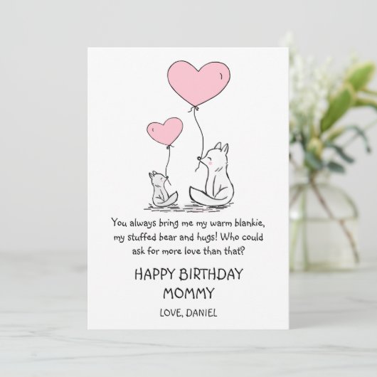 Cute Happy Birthday mammmammie Woodland Foxes (Staand voorkant)