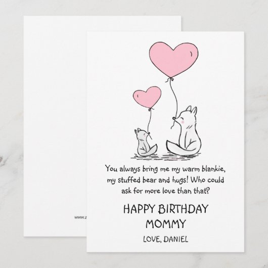 Cute Happy Birthday mammmammie Woodland Foxes (Voorkant / Achterkant)