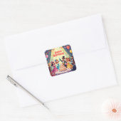 Cute Happy Birthday masquerade theme Vierkante Sticker (Envelop)
