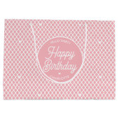 Cute Happy Birthday Name Any Age Pretty Pink Groot Cadeauzakje (Achterkant)
