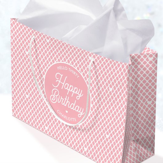 Cute Happy Birthday Name Any Age Pretty Pink Groot Cadeauzakje