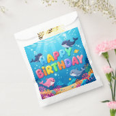 Cute Happy Birthday nautical dolphin Bedankzakje (Gezegeld)