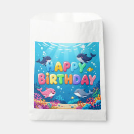 Cute Happy Birthday nautical dolphin Bedankzakje