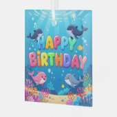 Cute Happy Birthday nautical dolphin Glas Ornament (Voorkant links)
