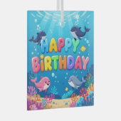 Cute Happy Birthday nautical dolphin Glas Ornament (Voorkant Rechts)