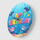 Cute Happy Birthday nautical dolphin Grote Klok (Hoek)