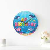 Cute Happy Birthday nautical dolphin Grote Klok (Huis)