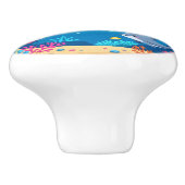 Cute Happy Birthday nautical dolphin Keramische Knop (Zijkant)