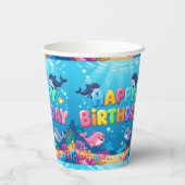 Cute Happy Birthday nautical dolphin Papieren Bekers (Achterkant)