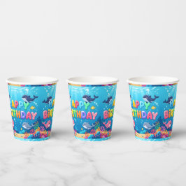 Cute Happy Birthday nautical dolphin Papieren Bekers
