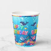 Cute Happy Birthday nautical dolphin Papieren Bekers (Voorkant)