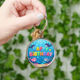 Cute Happy Birthday nautical dolphin Sleutelhanger