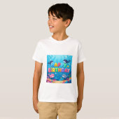 Cute Happy Birthday nautical dolphin T-shirt (Voorkant volledig)