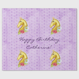 Cute "Happy Birthday" Palomino Horse Birthday Cadeaupapier