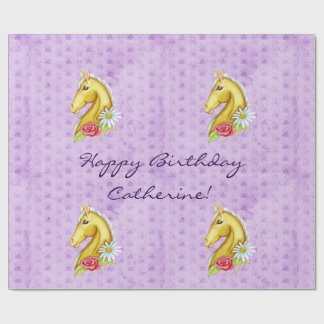 Cute "Happy Birthday" Palomino Horse Birthday Cadeaupapier