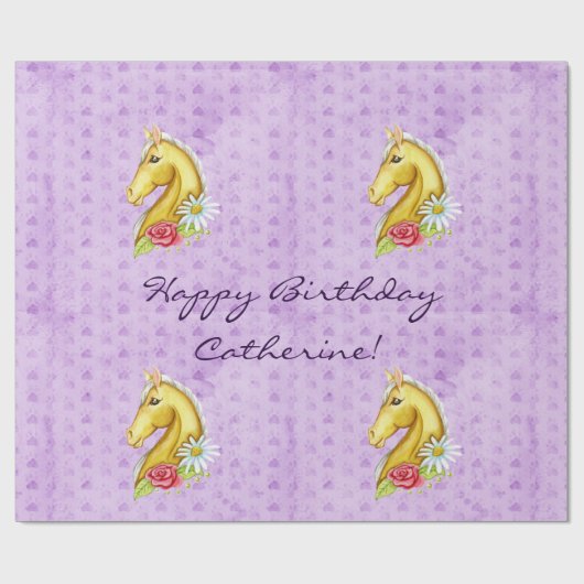 Cute "Happy Birthday" Palomino Horse Birthday Cadeaupapier (Vlak)