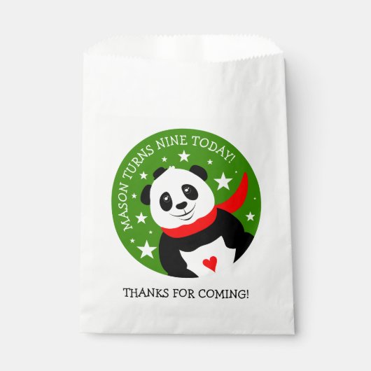 Cute Happy Birthday Panda met Bowler Pet & Scarf Bedankzakje (Voorkant)