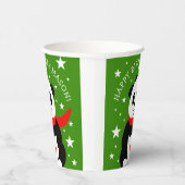 Cute Happy Birthday Panda met Bowler Pet & Scarf Papieren Bekers (Rechts)