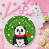 Cute Happy Birthday Panda met Bowler Pet & Scarf Papieren Bordje (Feest)
