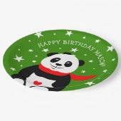 Cute Happy Birthday Panda met Bowler Pet & Scarf Papieren Bordje (Gekanteld)