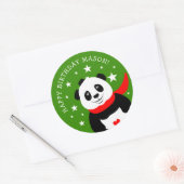 Cute Happy Birthday Panda met Bowler Pet & Scarf Ronde Sticker (Envelop)