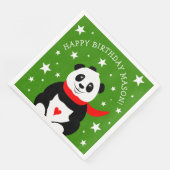Cute Happy Birthday Panda met Bowler Pet & Scarf Servet (Hoek)