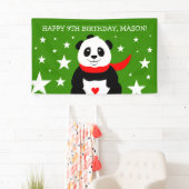 Cute Happy Birthday Panda met Bowler Pet & Scarf Spandoek (Insitu)