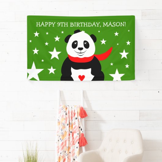 Cute Happy Birthday Panda met Bowler Pet & Scarf Spandoek (Insitu)