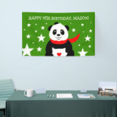 Cute Happy Birthday Panda met Bowler Pet & Scarf Spandoek (Beurs)