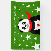 Cute Happy Birthday Panda met Bowler Pet & Scarf Spandoek (Verticaal)