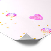 Cute Happy Birthday Princess & Pareltjes op roze P Poster (Hoek)