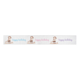 Cute Happy Birthday Ribbon – Cartoon Birthday Deco Grosgrain Lint
