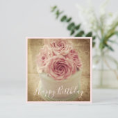 Cute  Happy Birthday Roos Cake Feestdagenkaart (Staand voorkant)