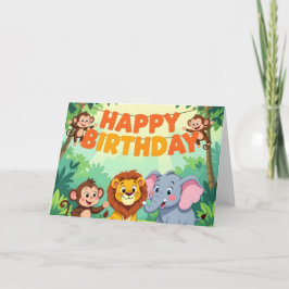 Cute Happy Birthday safari theme Kaart