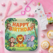 Cute Happy Birthday safari theme Papieren Bordje (Feest)