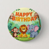Cute Happy Birthday safari theme Ronde Button 5,7 Cm (Voorkant)