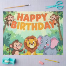 Cute Happy Birthday safari theme