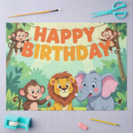Cute Happy Birthday safari theme Tissuepapier