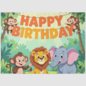 Cute Happy Birthday safari theme Tissuepapier (Voorkant)
