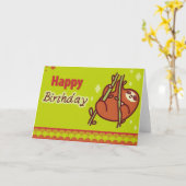 Cute Happy Birthday Sloth Kaart (Gele Bloem)