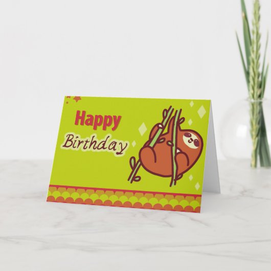 Cute Happy Birthday Sloth Kaart (Voorkant)
