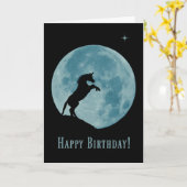Cute Happy Birthday Unicorn en Blue Moon Kaart (Gele Bloem)